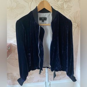 J. Crew blue velvet bomber jacket, size XS